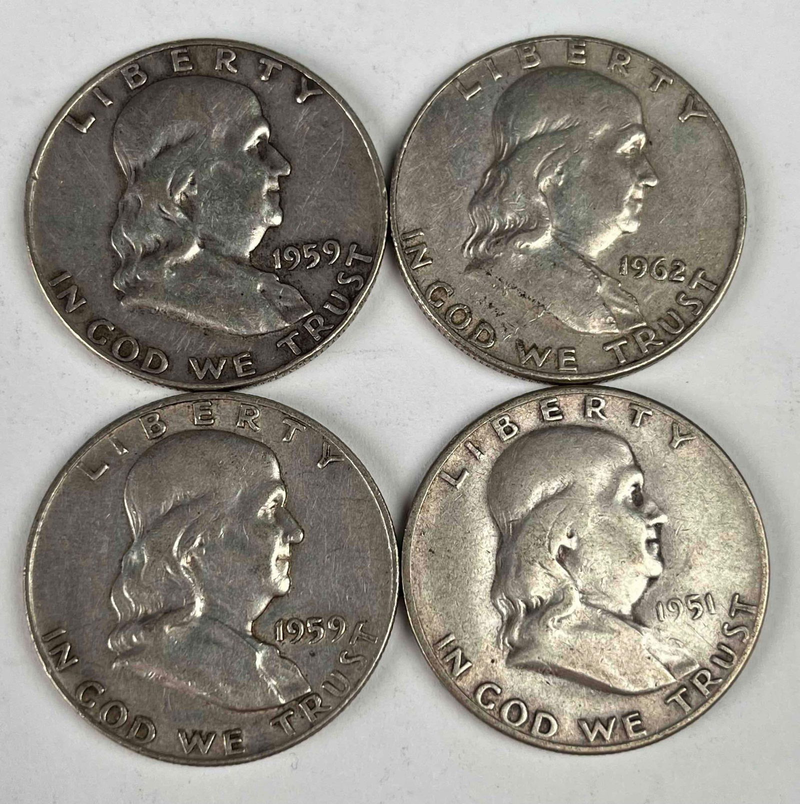 4 - Franklin Half Dollars 90% Siilver (1 of 4)