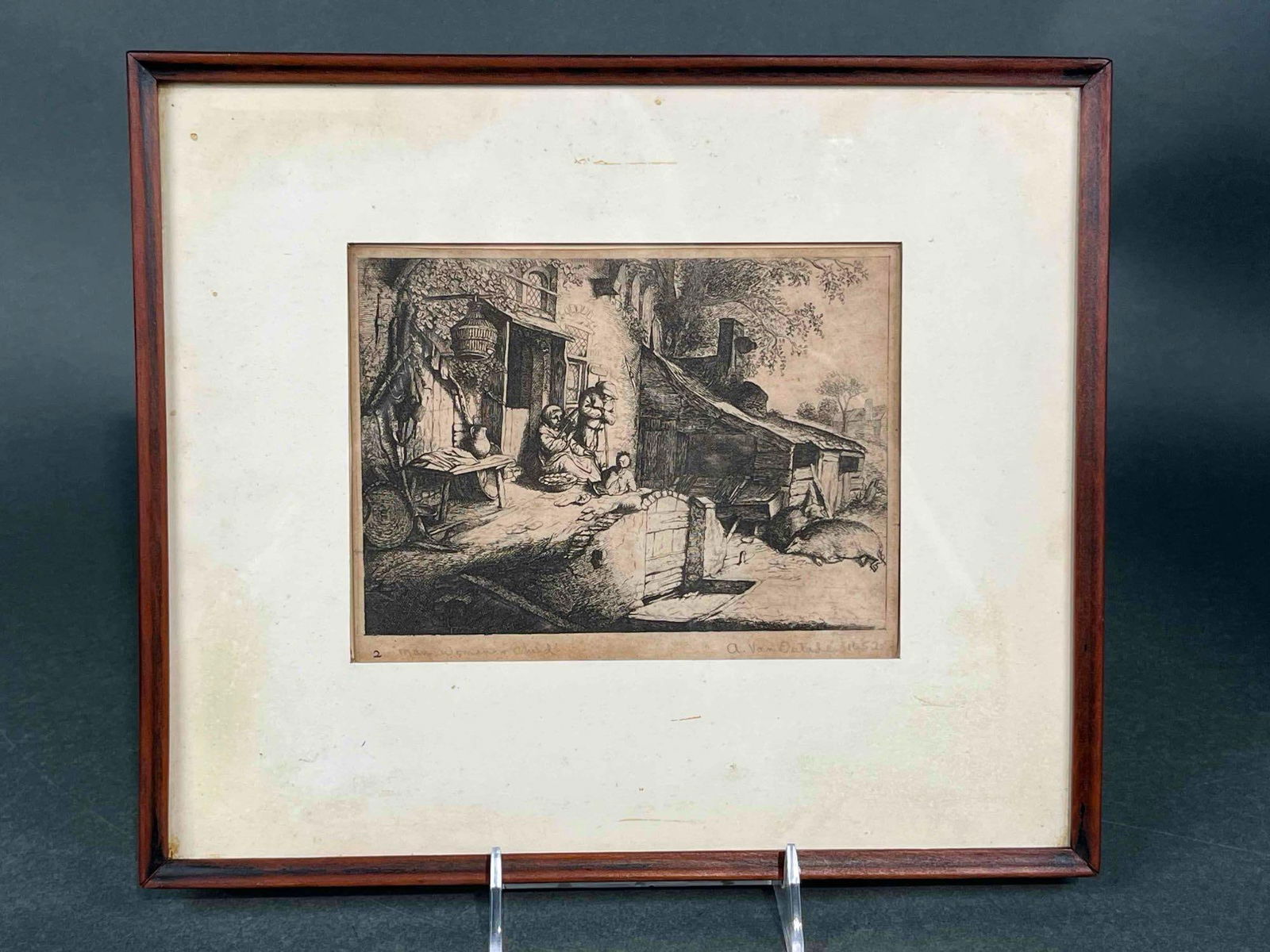 Original Antique Signed Etching From 1652 (Adrian Van Ostade) (1 of 5)