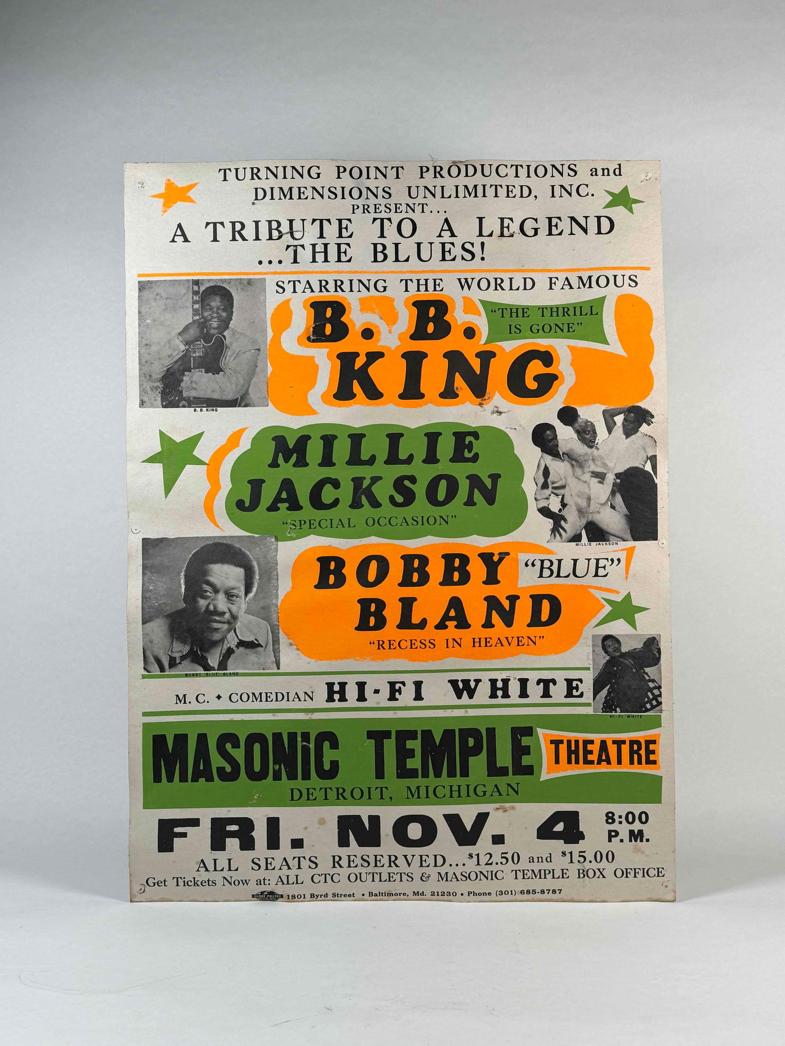 Vintage B.B King Concert Poster (Detroit Masonic Temple) (1 of 7)