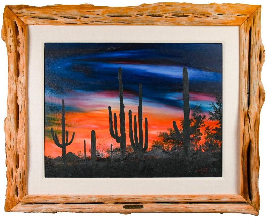 "Deserts Palette" Doug Andrews (Signed Oil on Canvas) RARE Saguaro Cactus Skeleton Frame (1 of 18)