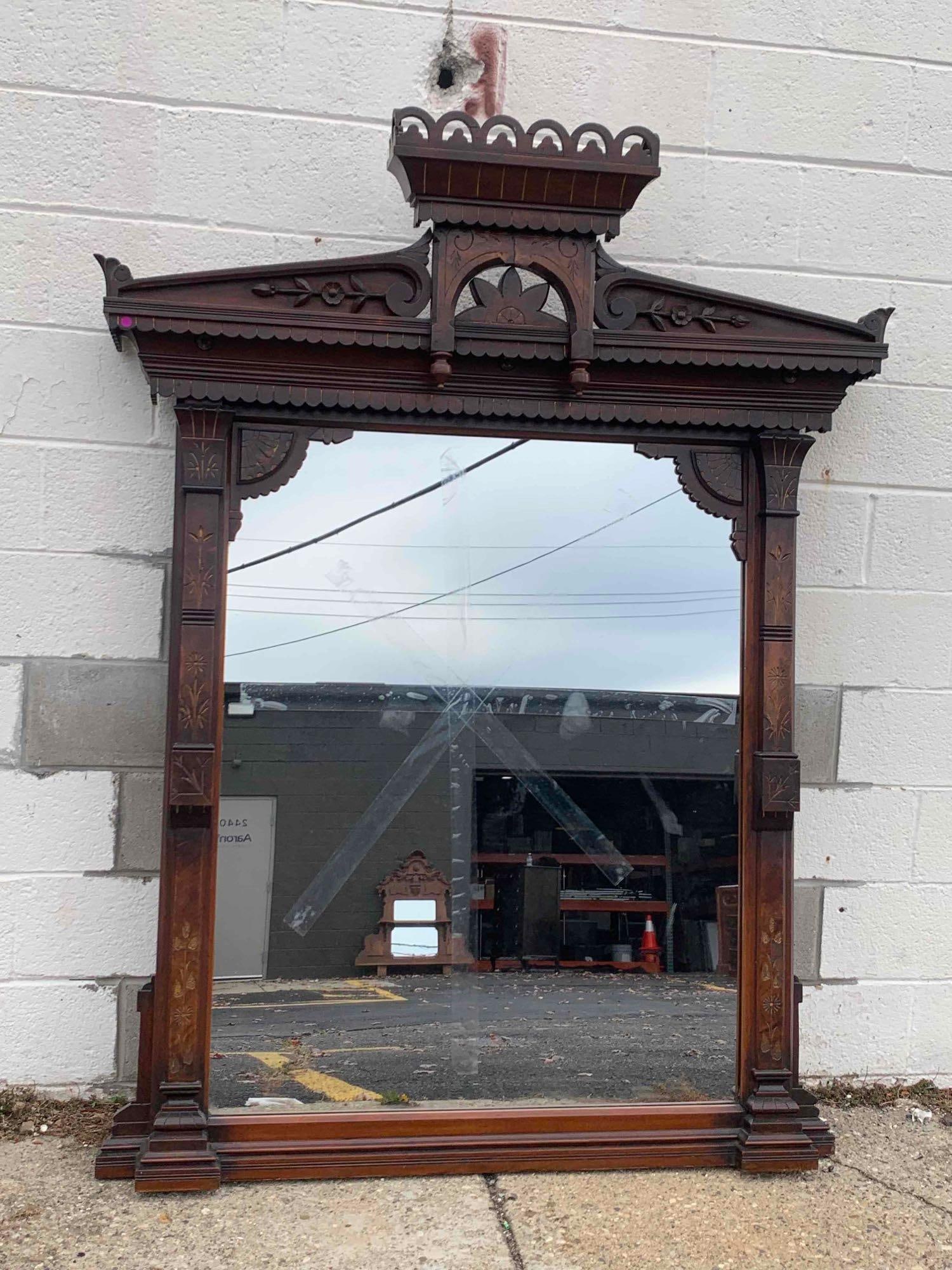 Antique Victorian Carved Mirror (Wooten, 1900) (1 of 7)
