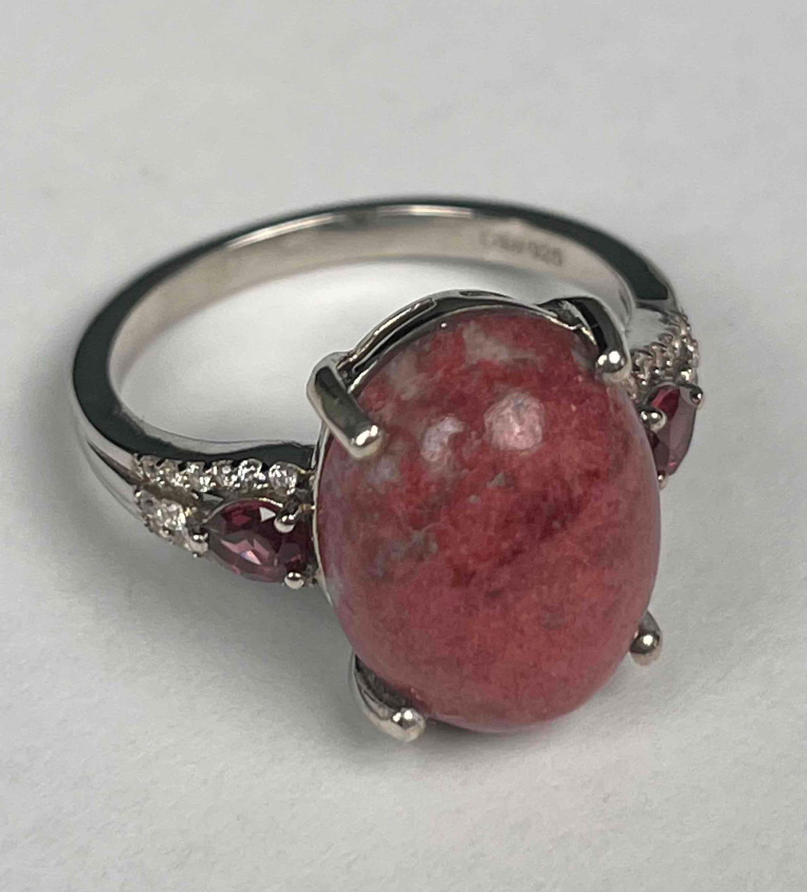 Natural Thulite of Norway Jewelry Set (Thulite Zircon 925 Ring and Beaded Set) (1 of 6)