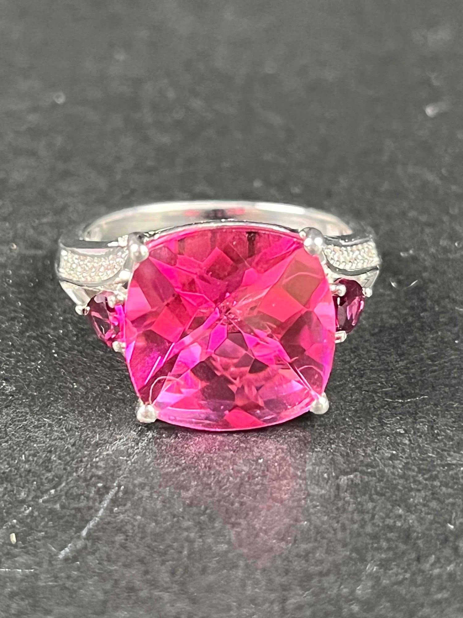 Radiant Orchid Quartz and Multi Gemstone Sterling Silver Ring (1 of 4)