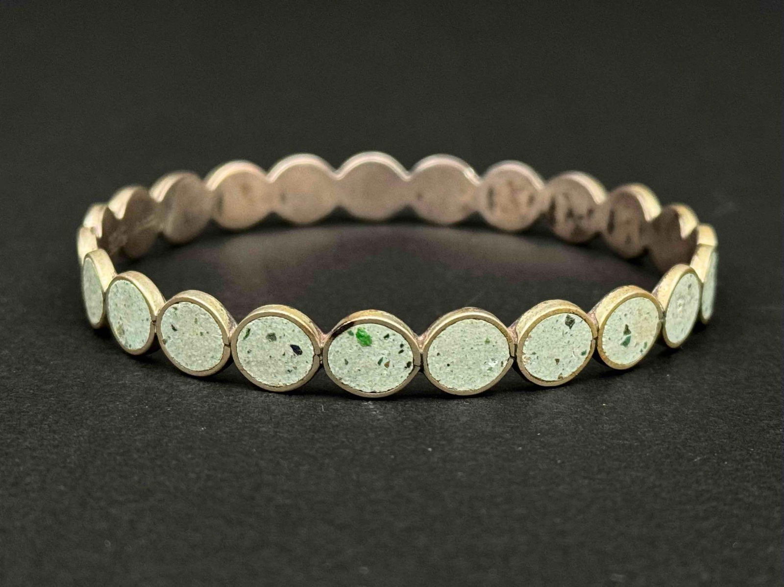 Estate Mexican Sterling Natural Stone Bangle (1 of 4)