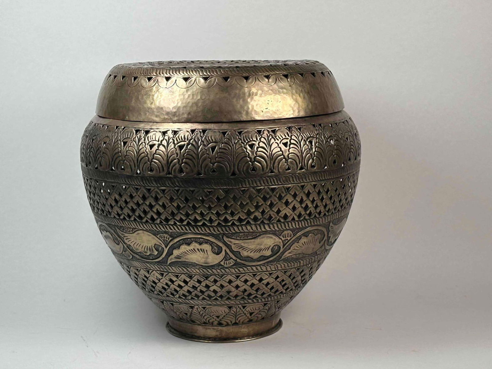 Engraved and Punched Metal Jardiniere Ottoman (1 of 5)