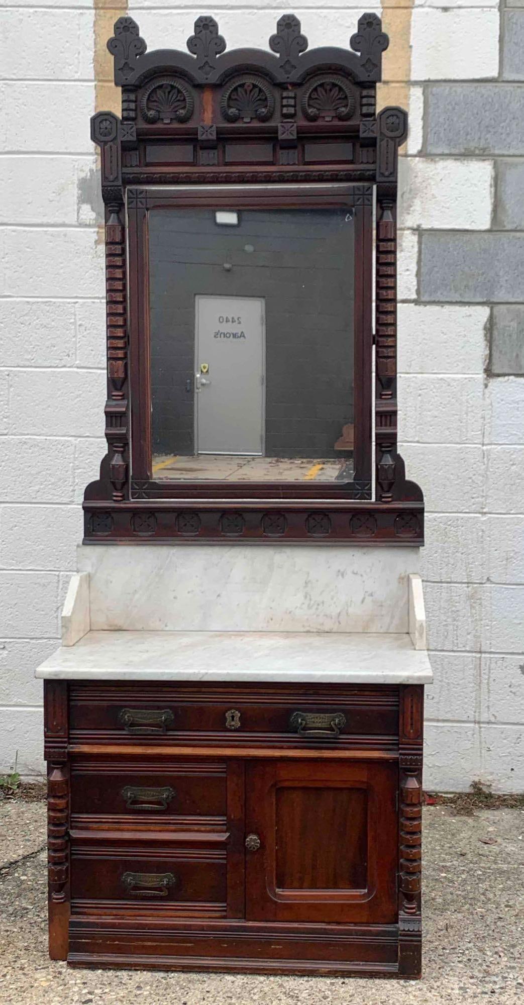 Antique Victorian Marble Top Vanity (Wooten, 1860) (1 of 14)