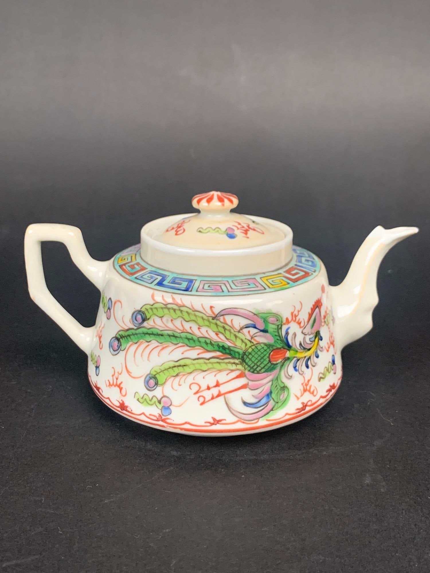 Painted Antique Chinese Teapot (1 of 8)