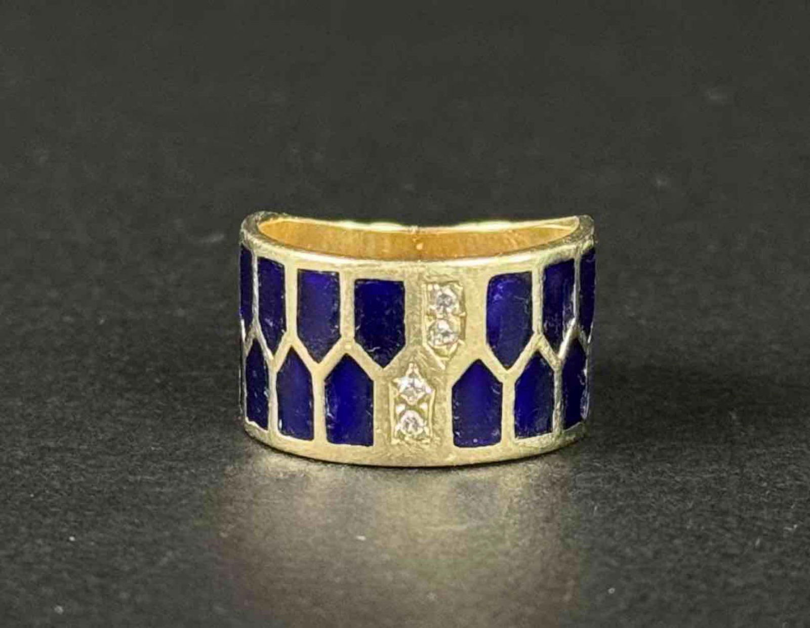 14K Gold Lapis Lazuli & Diamond Ring (1 of 4)