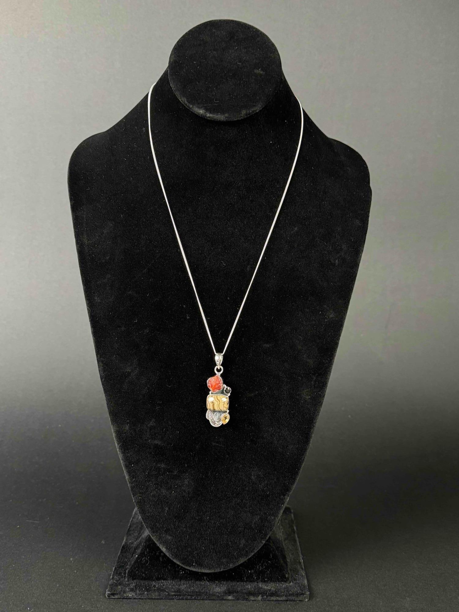 Black Spinel Sterling Silver Gemstone Necklace: Black spinel sterling silver gemstone necklace. Necklace is 20" comes in at a weight of 10.85 grams. Necklace is in excellent condition. Please refer to photos for further details. Please note all