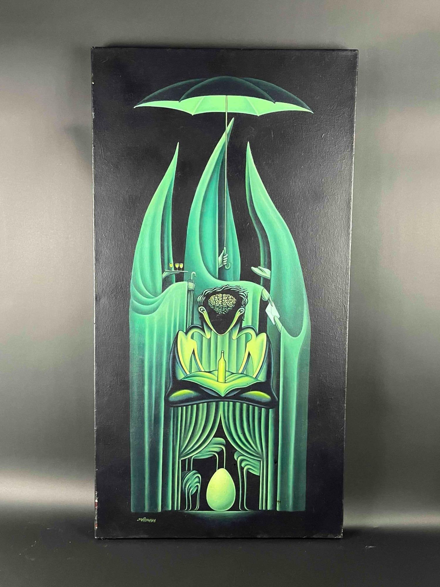 "The Alchemist" (Nathan Spoor, American): "The Alchemist" by Nathan Spoor ( Circa 2002). Acrylic on Canvas. Does come with signed certificate of authenticity. In excellent condition. Please see photos for additional details. Nathan Sp
