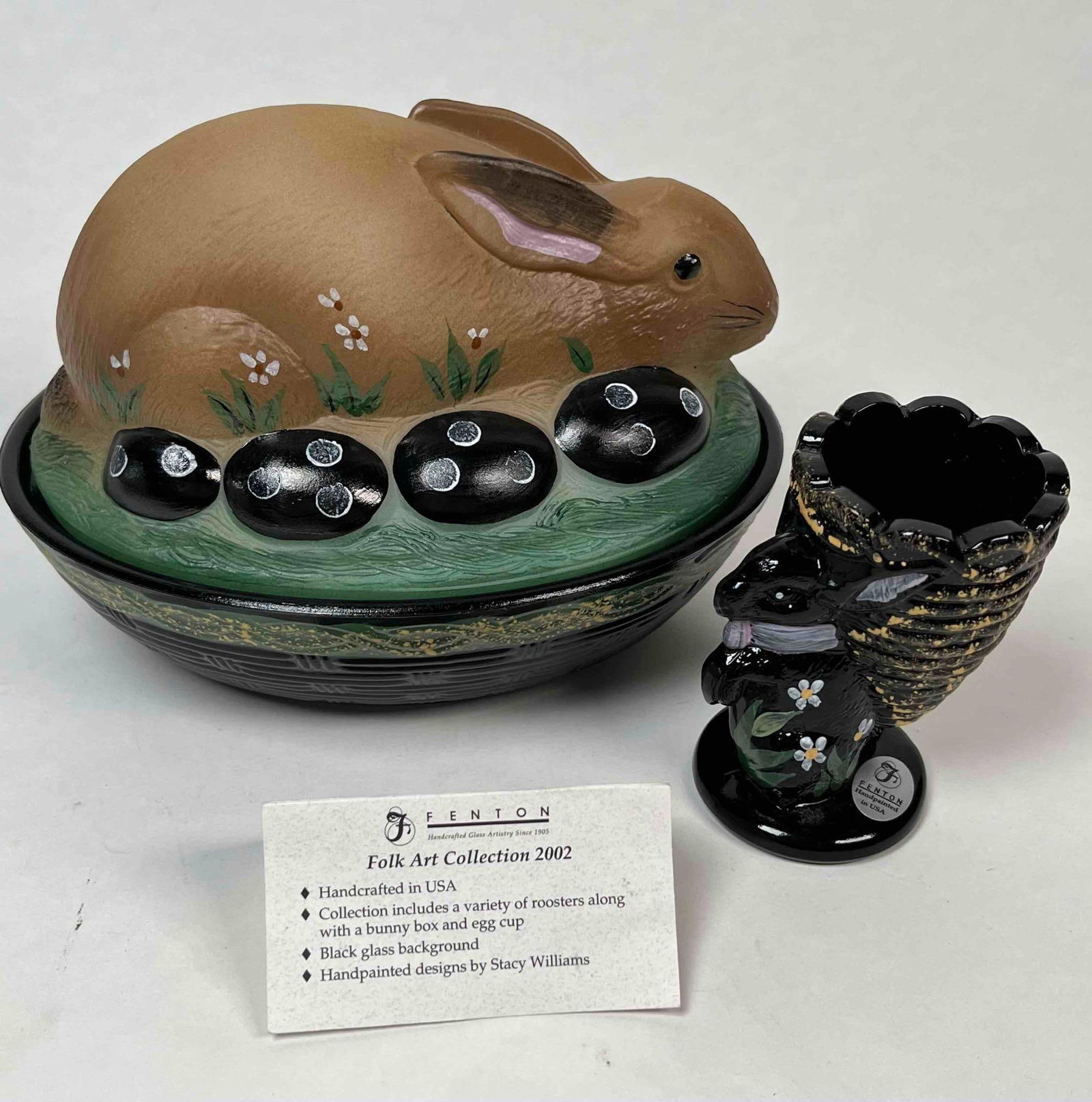 Fenton Folk Art Bunny Box and Egg Cup (1 of 10)