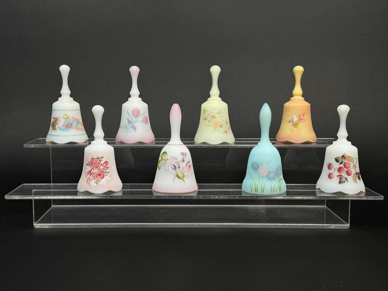 8 Miniature Fenton Glass Handpainted Bells (1 of 10)