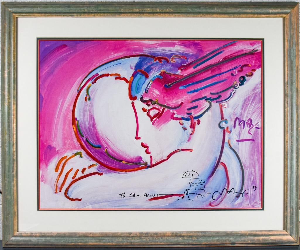 Framed Peter Max "I Love the World" Signed Lithograph (1 of 5)