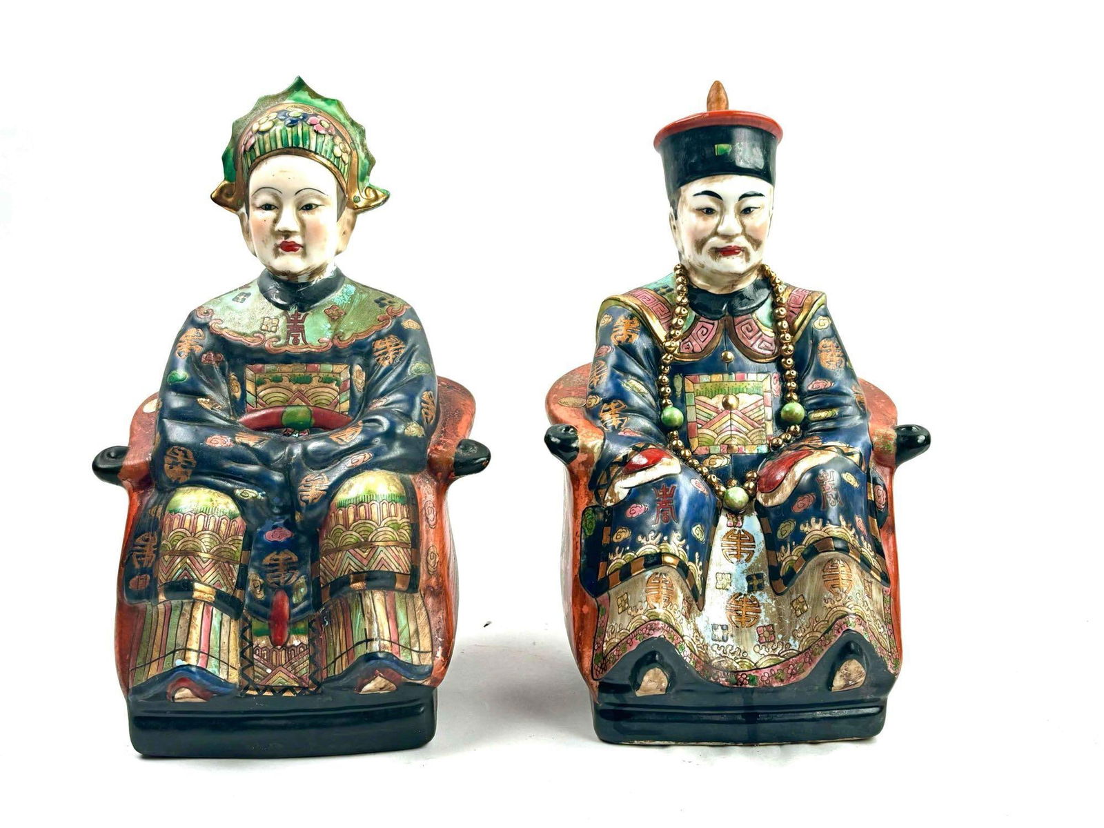 Pair of Emperor and Empress Seated Figures (China) (1 of 12)