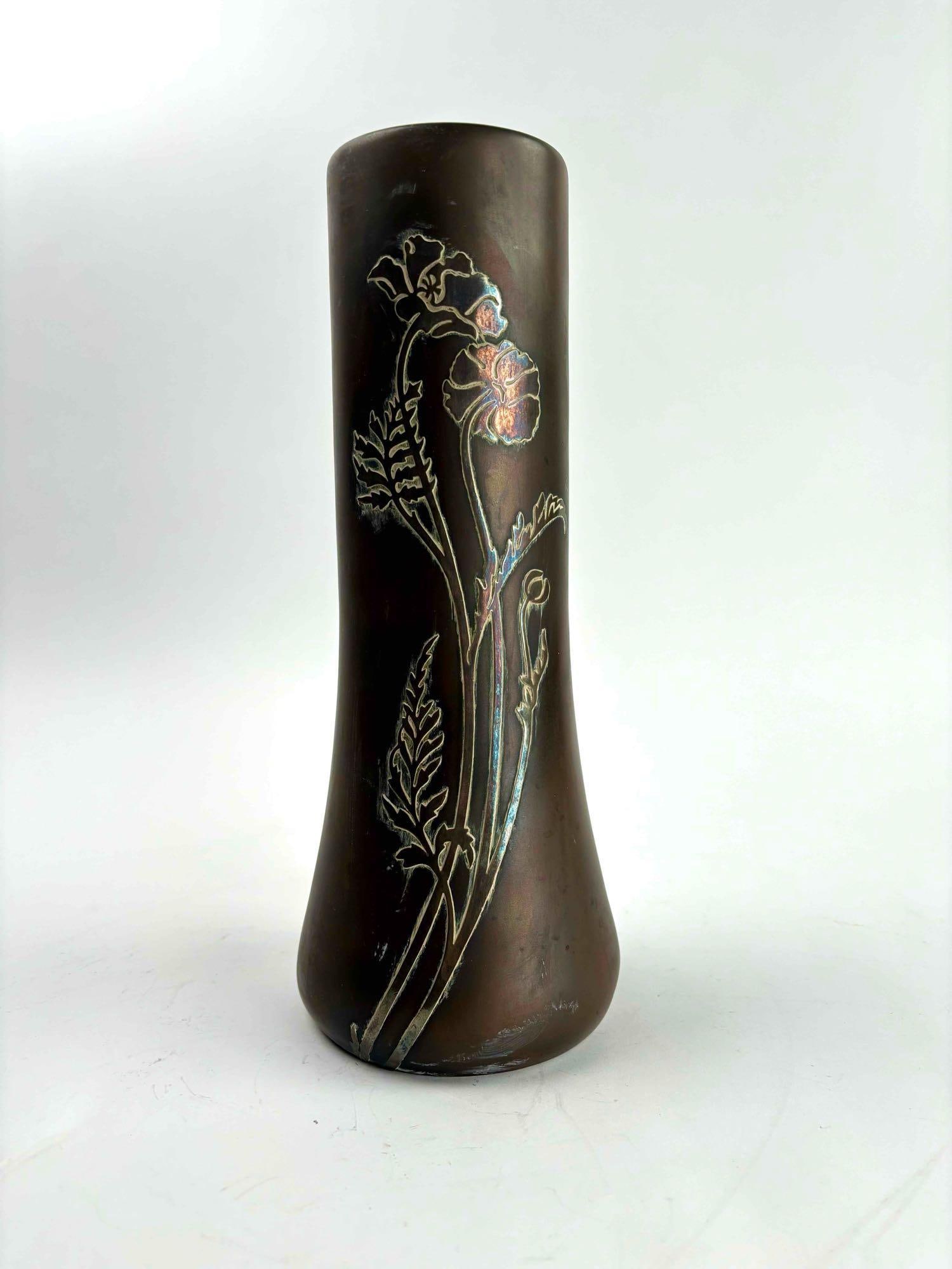 Heintz Silver and Bronze Vase (c3809) (1 of 8)