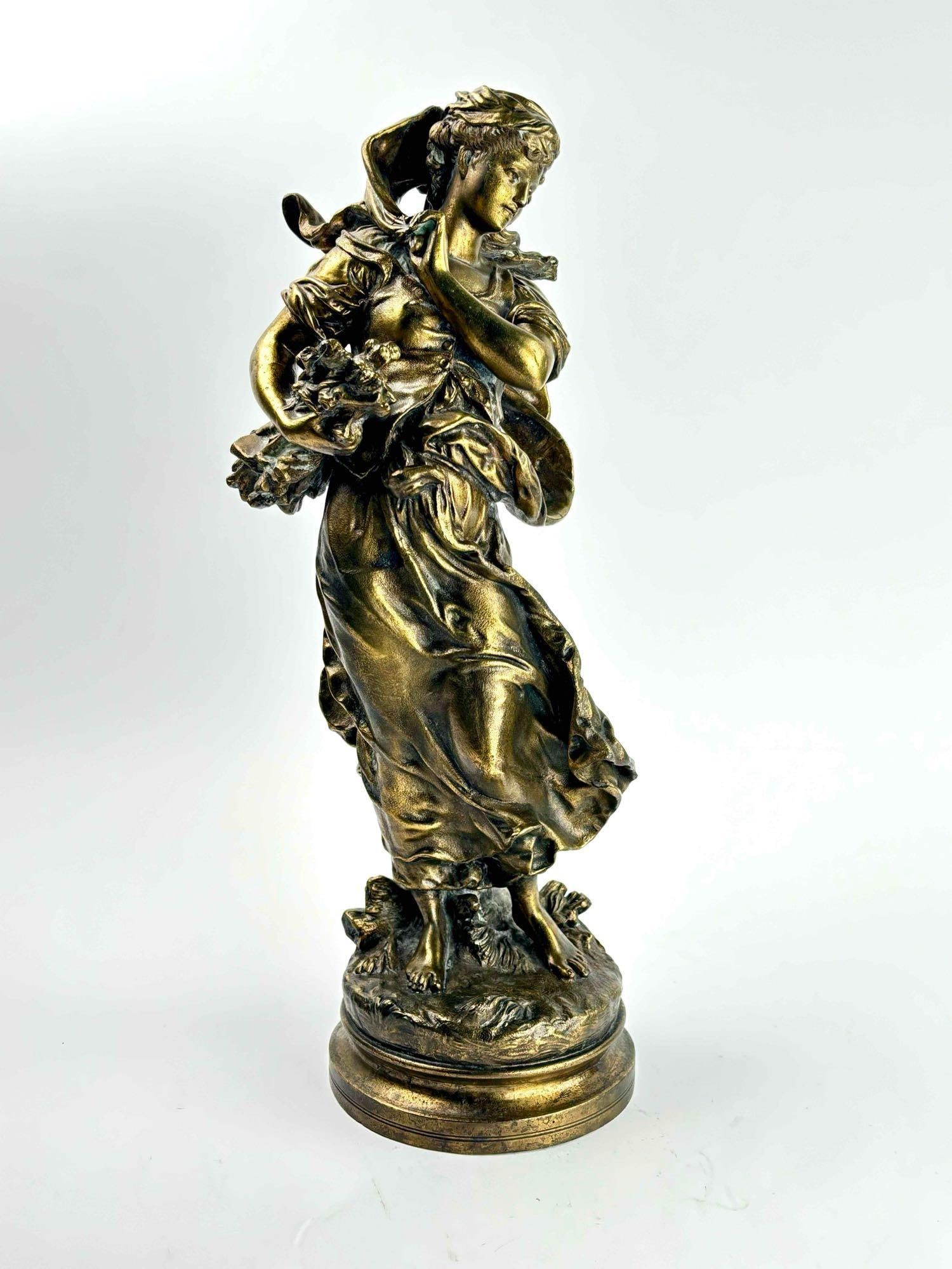 Hippolyte Francois Moreau "La Jolie Fermiere" Bronze Sculpture (1 of 5)