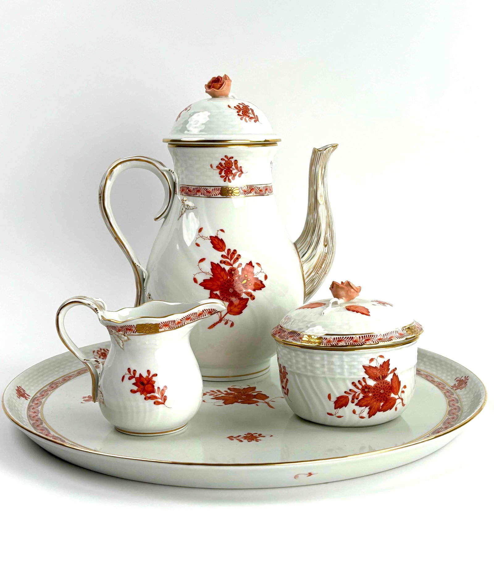 Herend Hungary Floral Coffee Set with Tray (1 of 12)