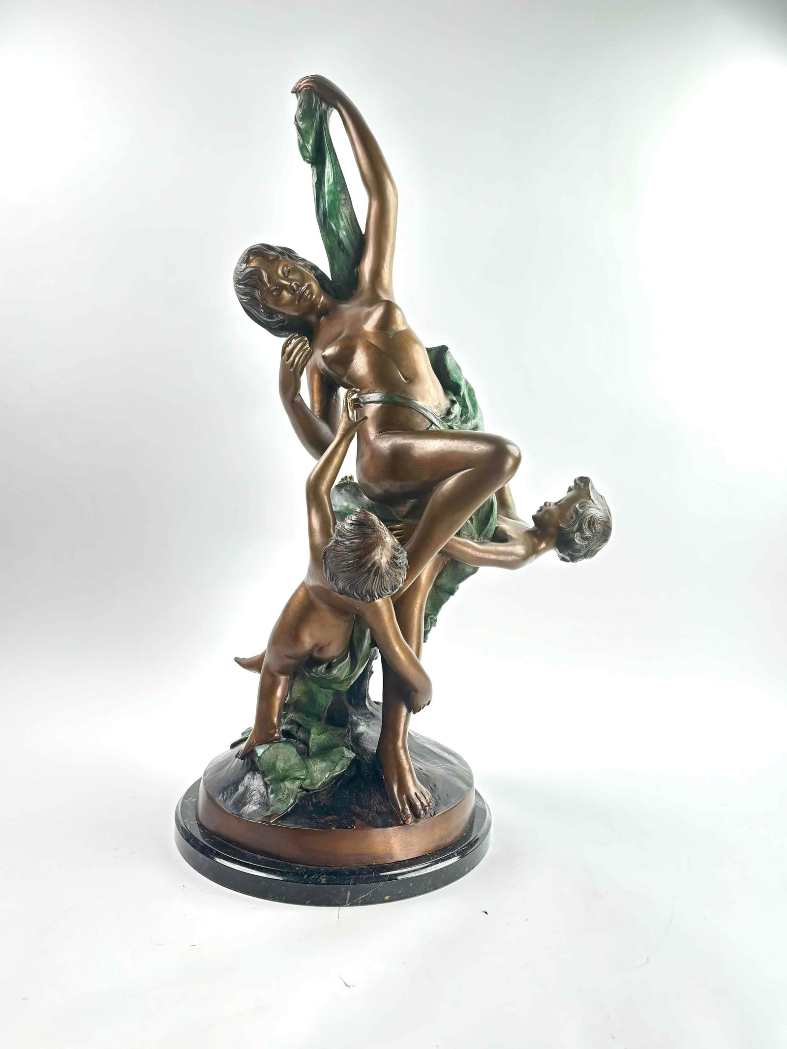 Eugene Marioton Patinated and Polychromed Bronze Figural Group (1 of 9)