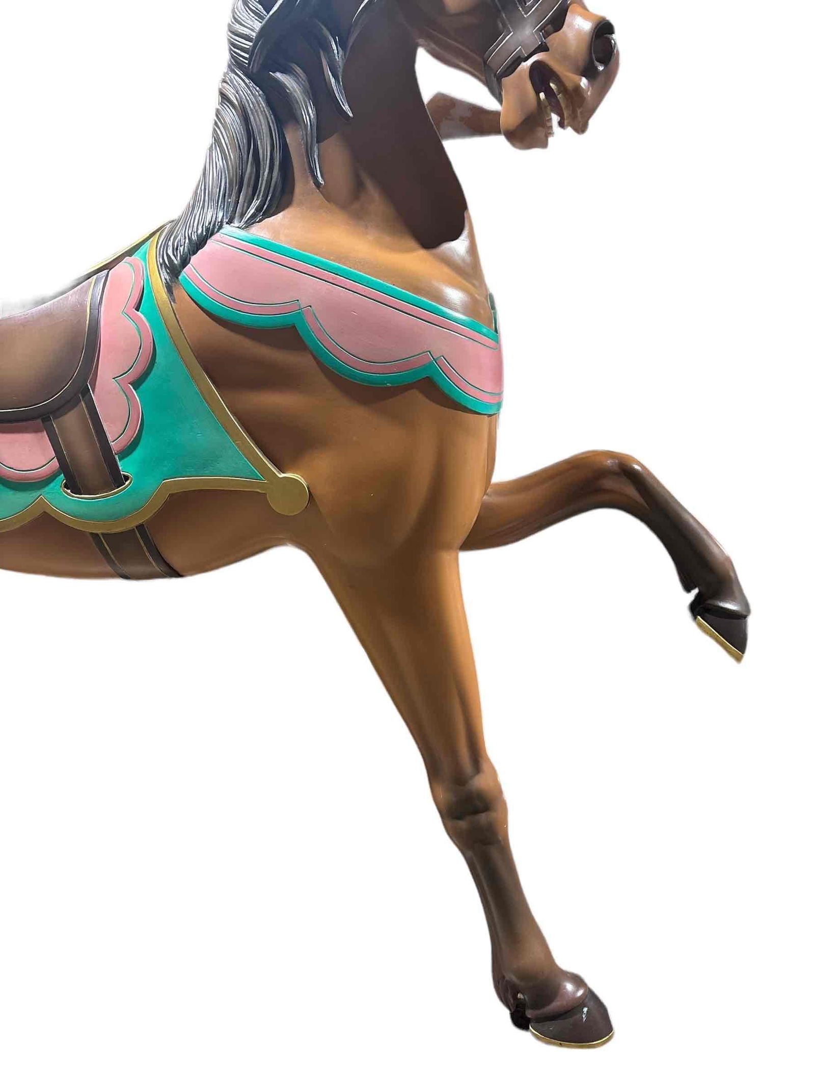 Painted Wood Carousel Horse with Pole (1 of 11)