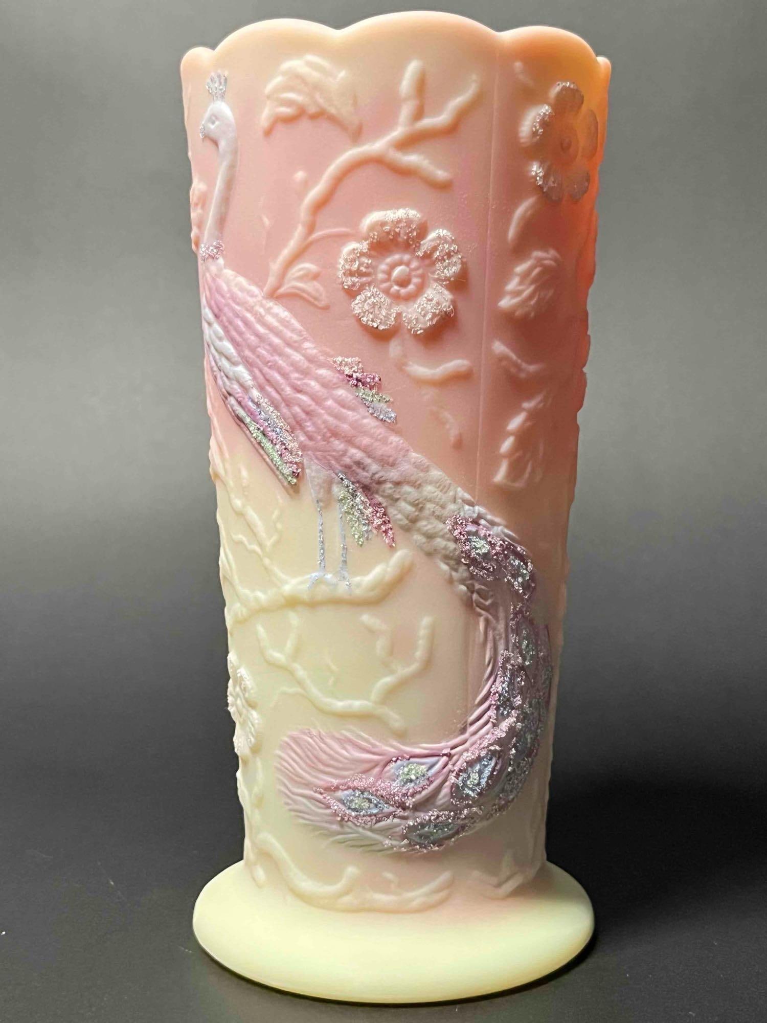 Sample Burmese Peacock Vase (Fenton) (1 of 7)