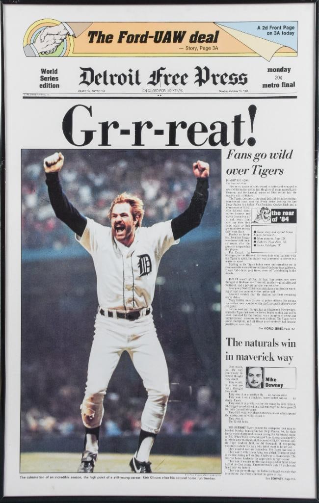 Detroit Free Press Kirk Gibson Framed Poster (1984 World Series) (1 of 3)