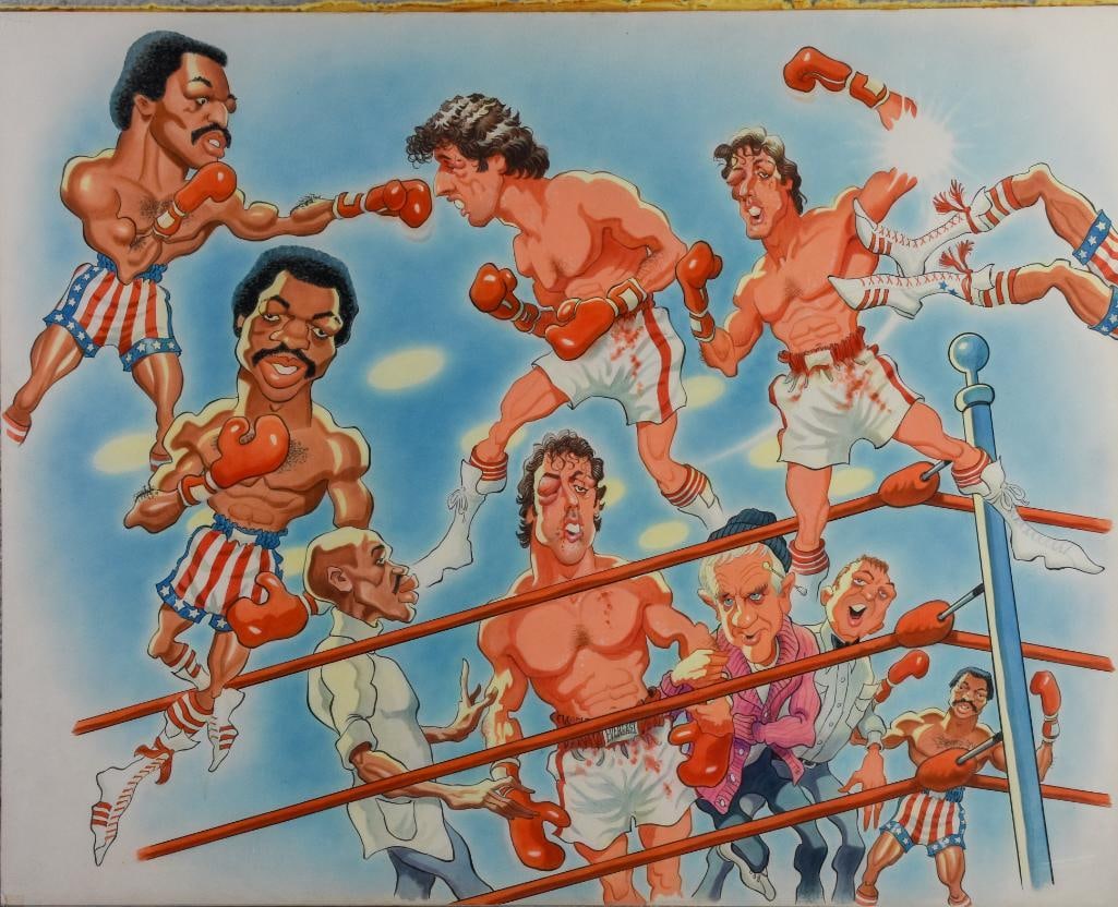 Storyboard Caricature Print of Rocky IV Scene (Bob Bentovoja, 1980s) (1 of 7)