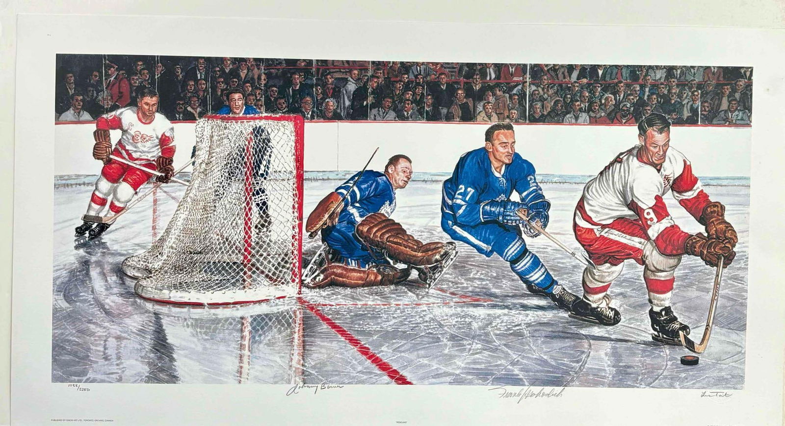 "Rebound" Signed NHL Lithograph Detroit vs Toronto (Les Tait 1992) (1 of 12)
