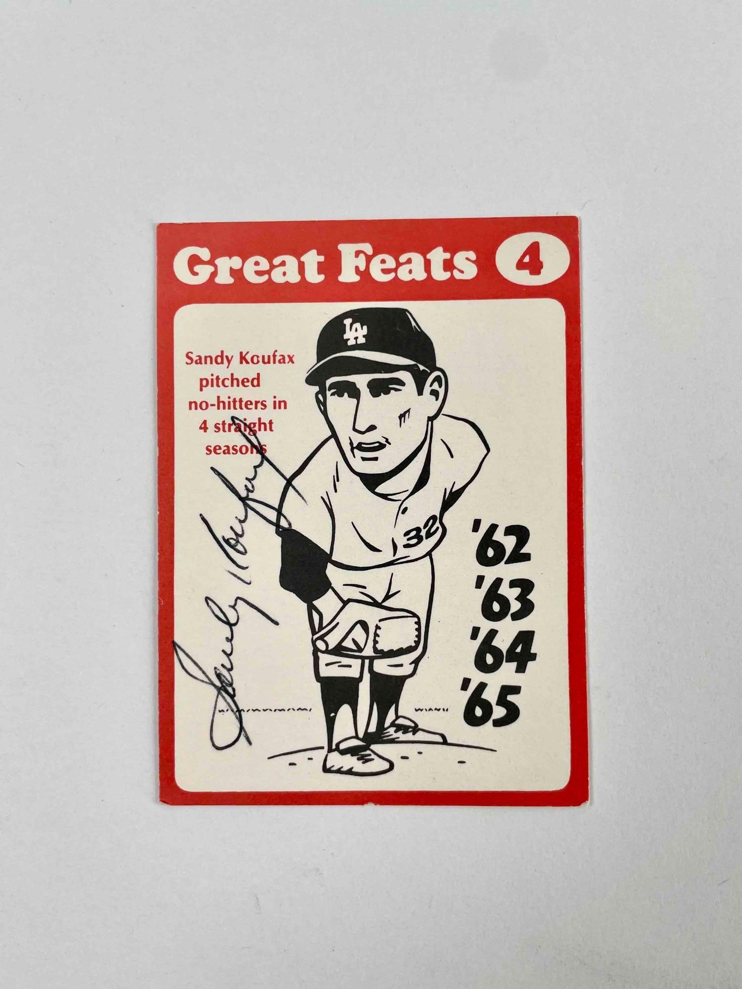 Sandy Koufax Signed Great Feats Baseball Card (1 of 4)
