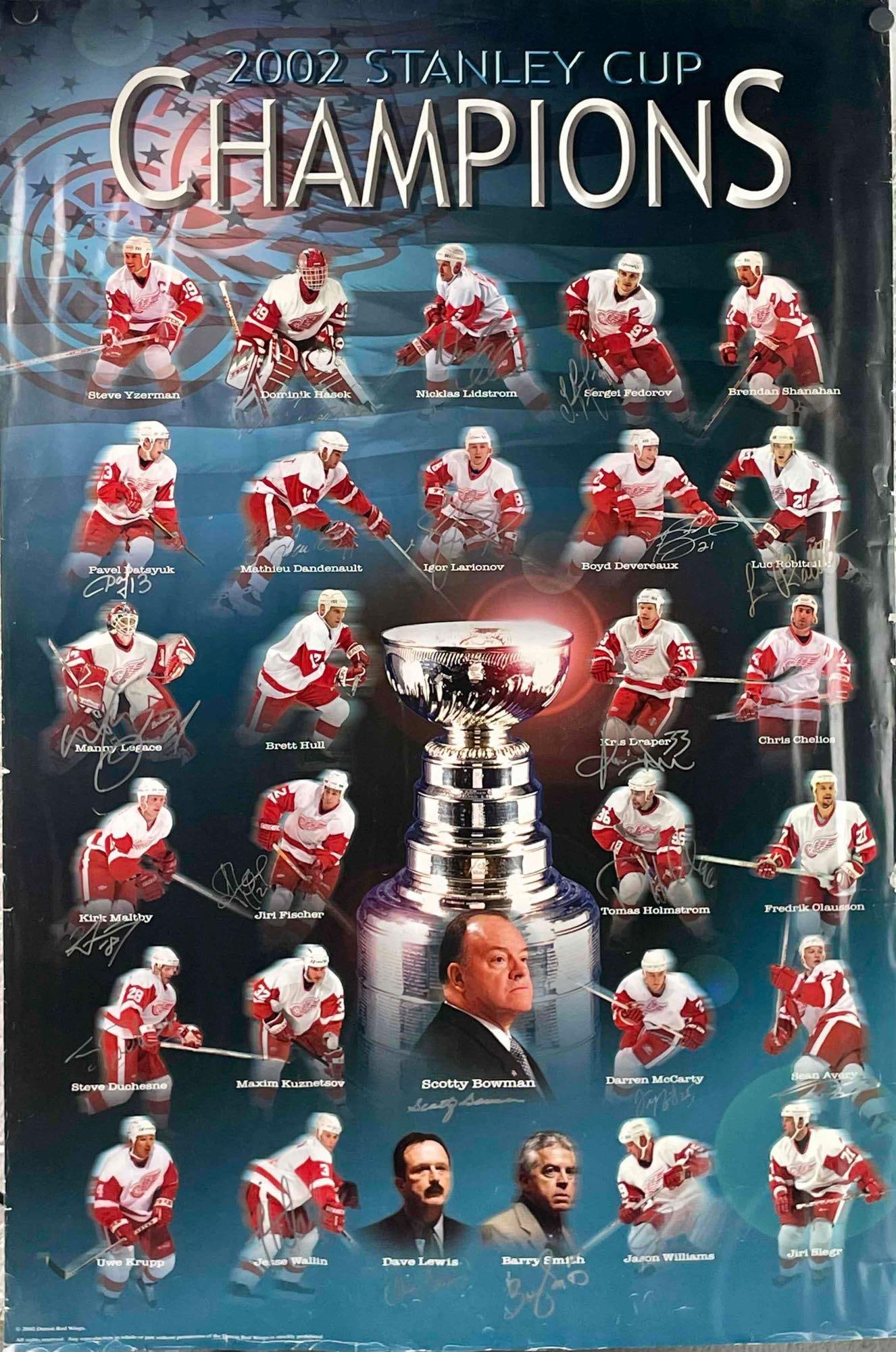 2002 Stanley Cup Champions Signed Poster (Detroit Red Wings) (1 of 12)