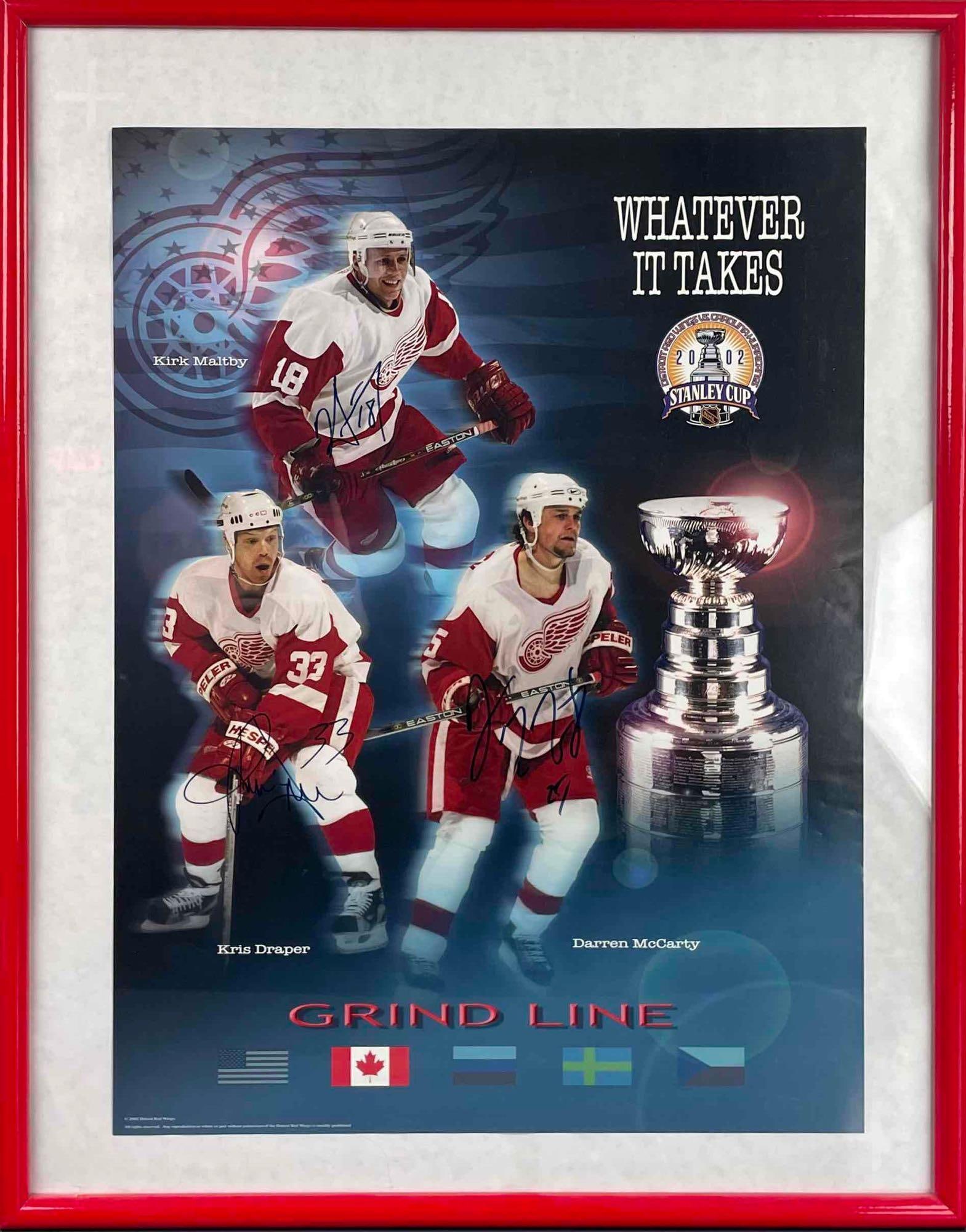 2002 Stanley Cup Champions Signed Poster (Draper, McCarty, Maltby) (1 of 9)