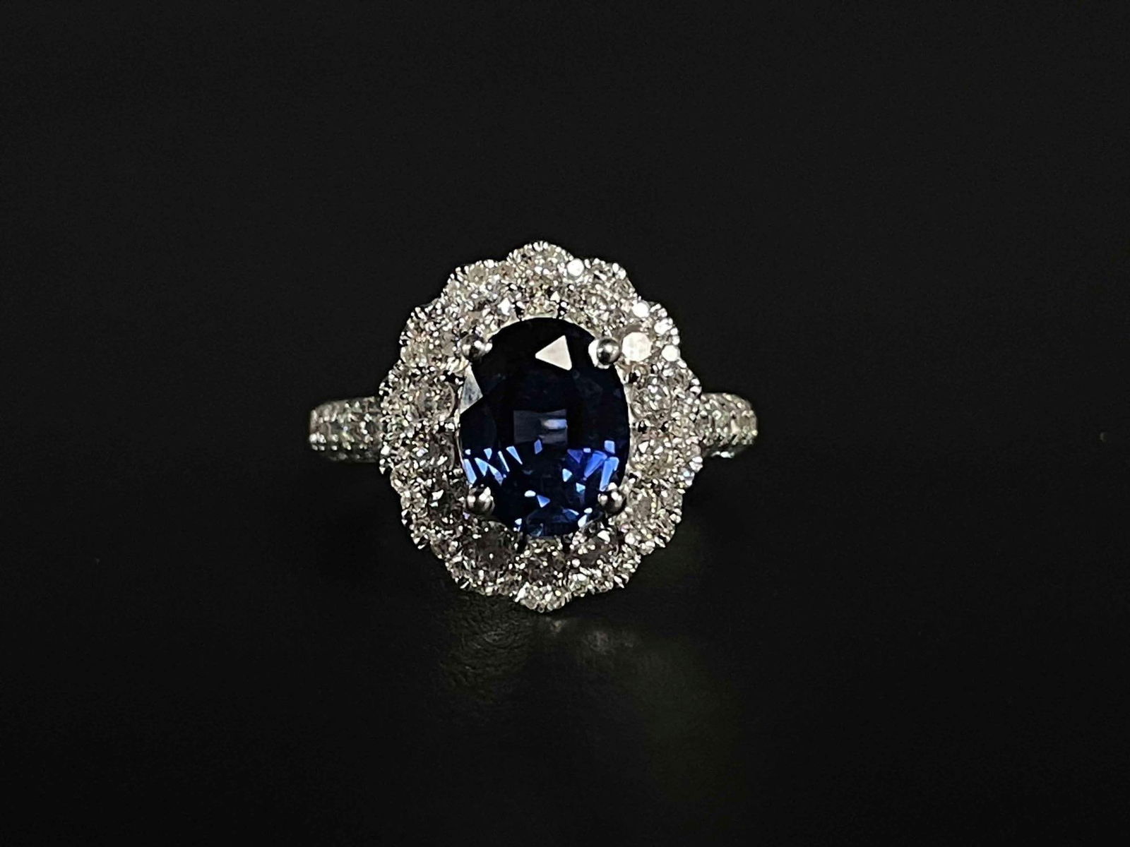 14K Gold 3.67 Carat Oval Sapphire and Diamond Ring (1 of 9)