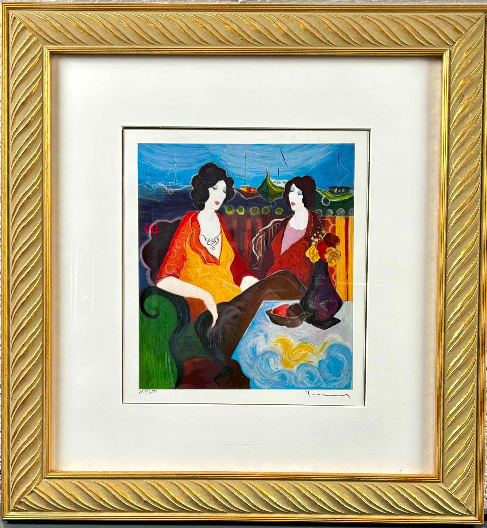 Signed Itzchak Tarkay, "Terrace" 1995 Serigraph (1 of 7)