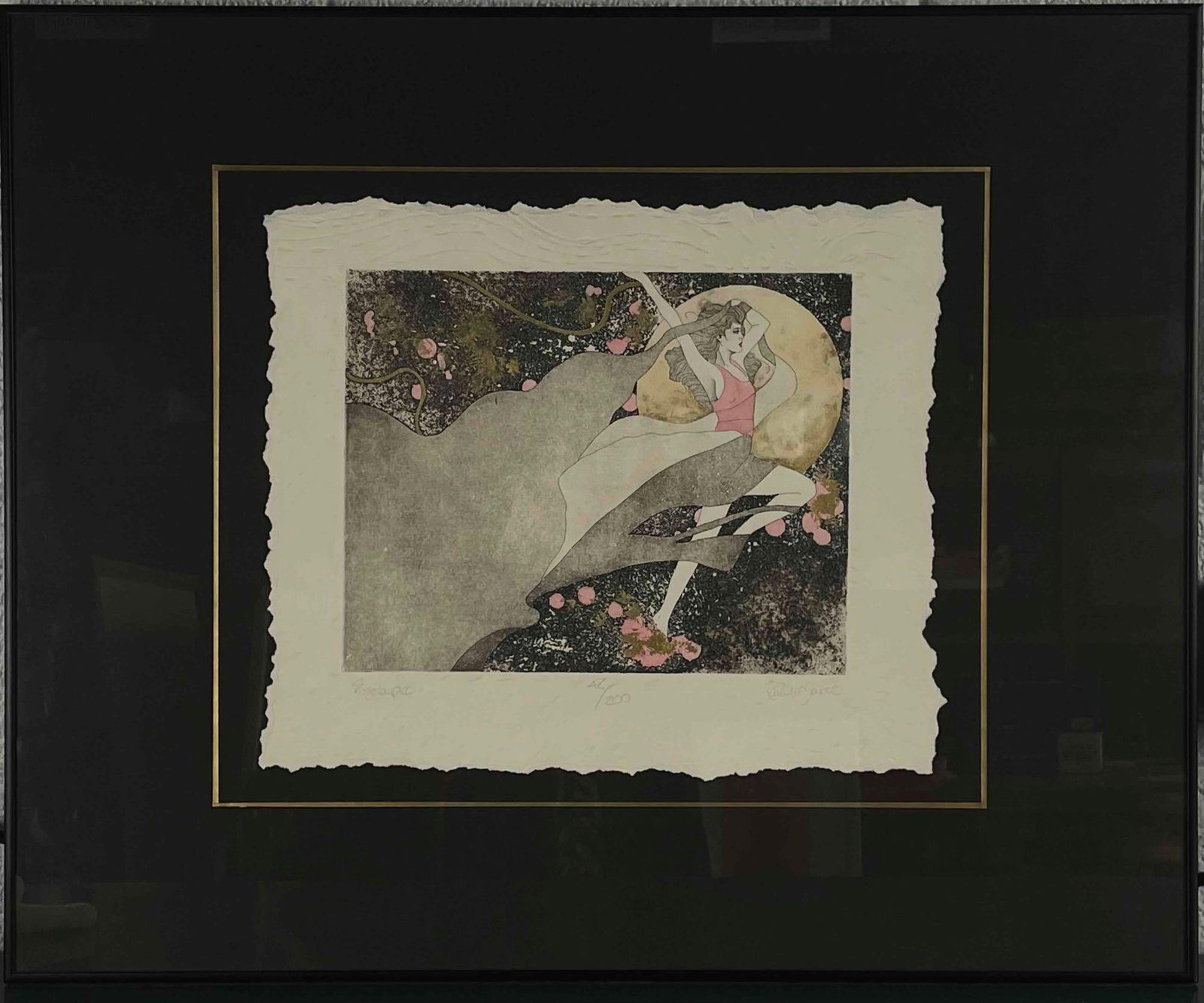 Embossed Paper and Mixed Media Art Piece: Embossed paper and mixed media art piece. Signed and numbered 42/200. Excellent condition. Please see photos for additional details. Weight: 10.5 lbs Dimensions Frame: 26" x 32" x 1" Dimensions Image: