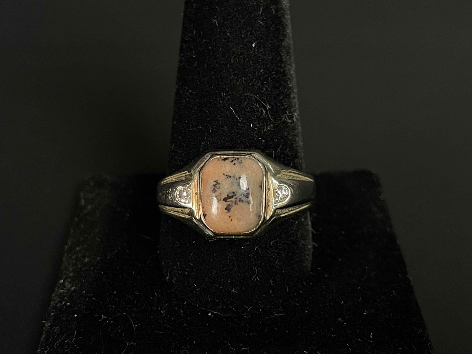 18K White Gold, Diamond, and Rhodonite Estate Ring (1 of 9)