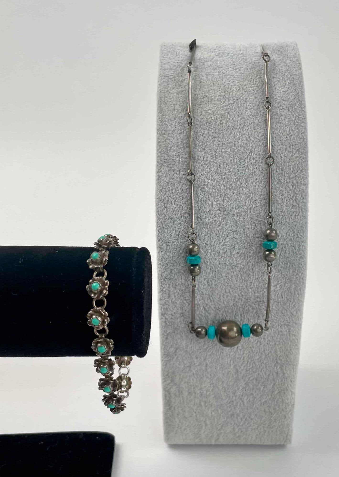 Turquoise and Sterling Necklace and Bracelet (1 of 12)