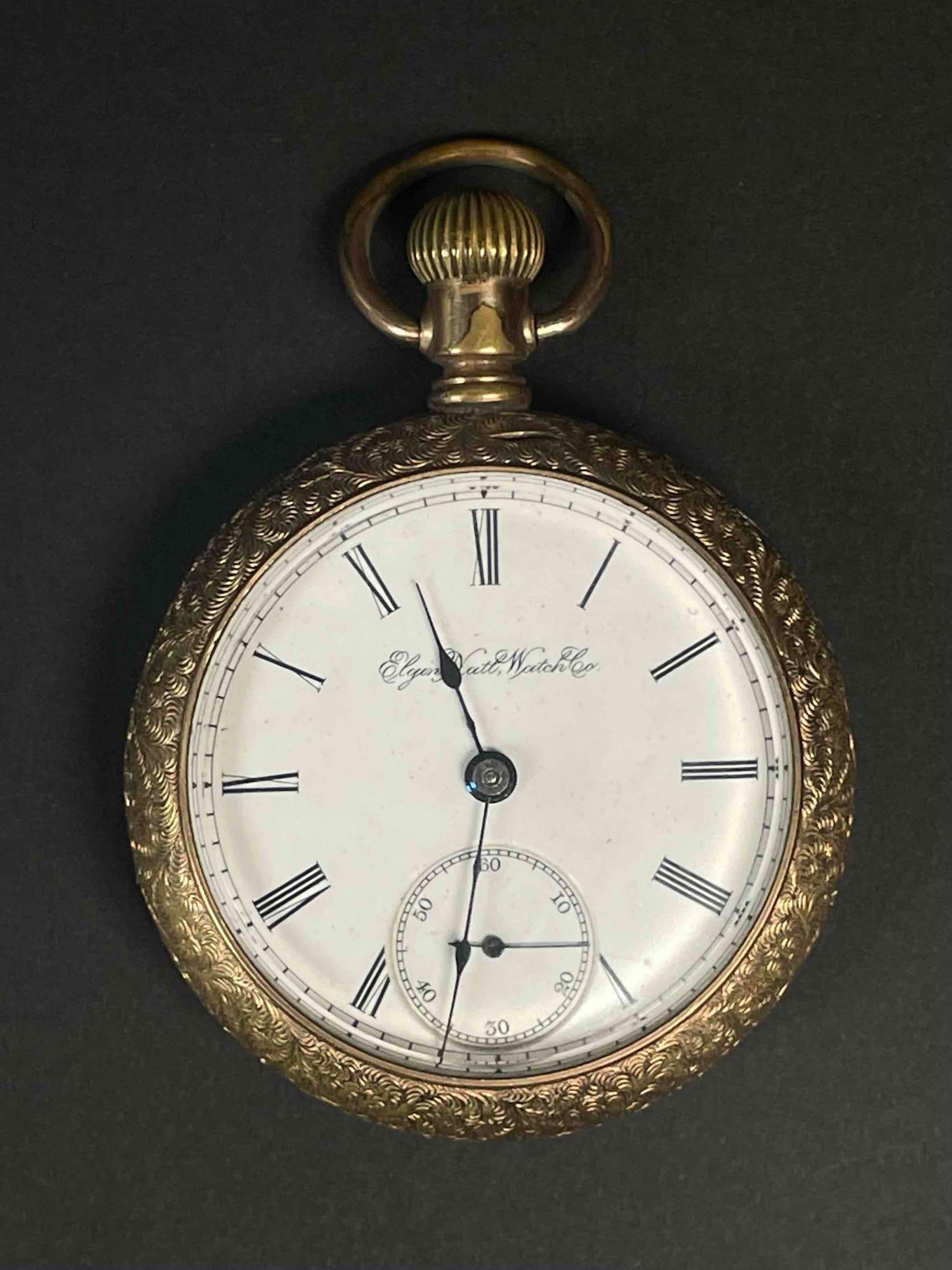 14K Gold Filled Antique Elgin Pocket Watch (1889) (1 of 12)