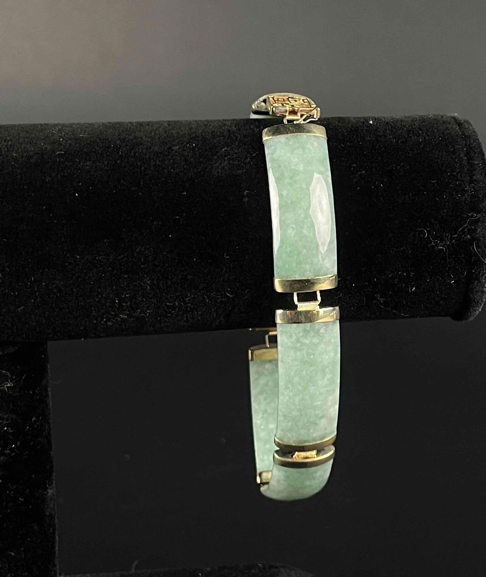 14K Gold and Chinese Green Jade Bracelet (1 of 8)