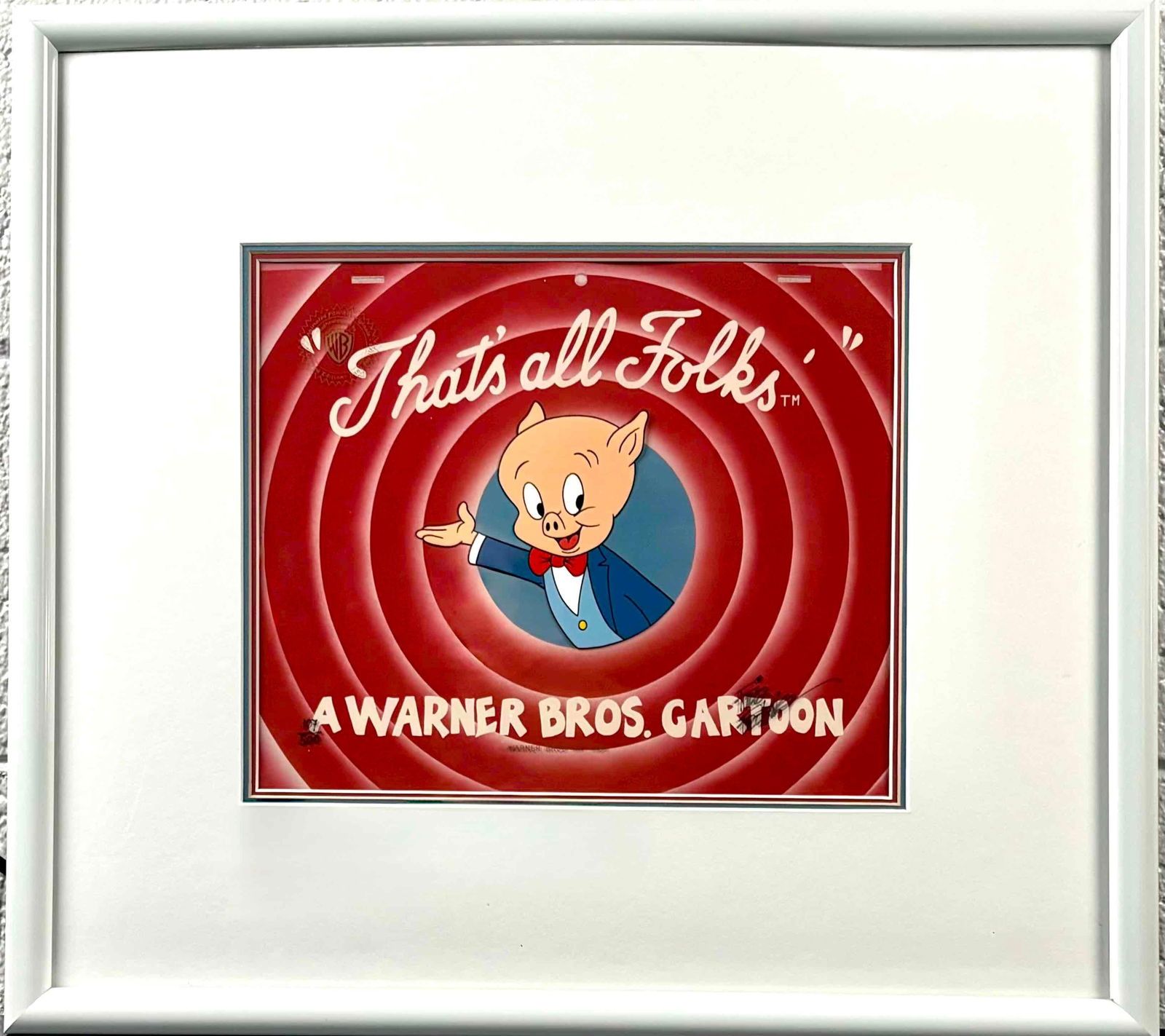 Friz Freleng Signed Porky Pig "That's all Folks" Warner Bros Animation Cel 1989 (1 of 8)
