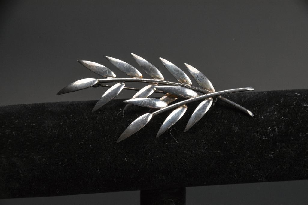 Modern Sterling Silver Botanical Brooch (Denmark) (1 of 8)