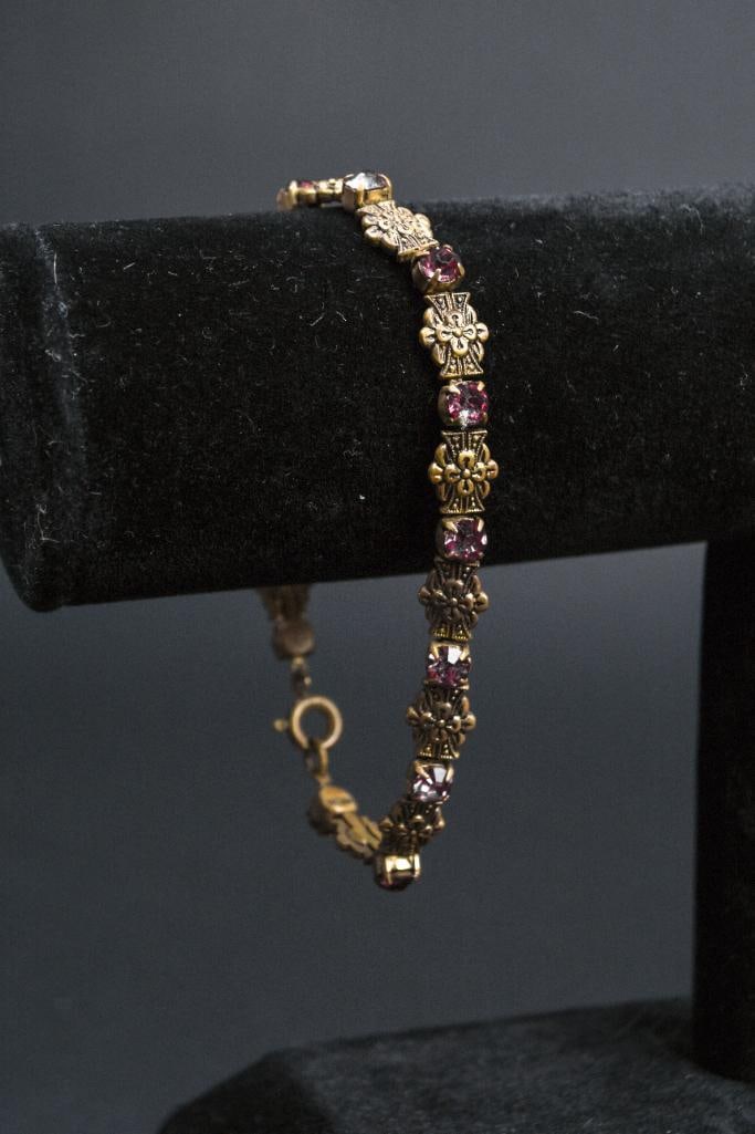 Art Deco Rhinestone and Brass Bracelet (1 of 6)