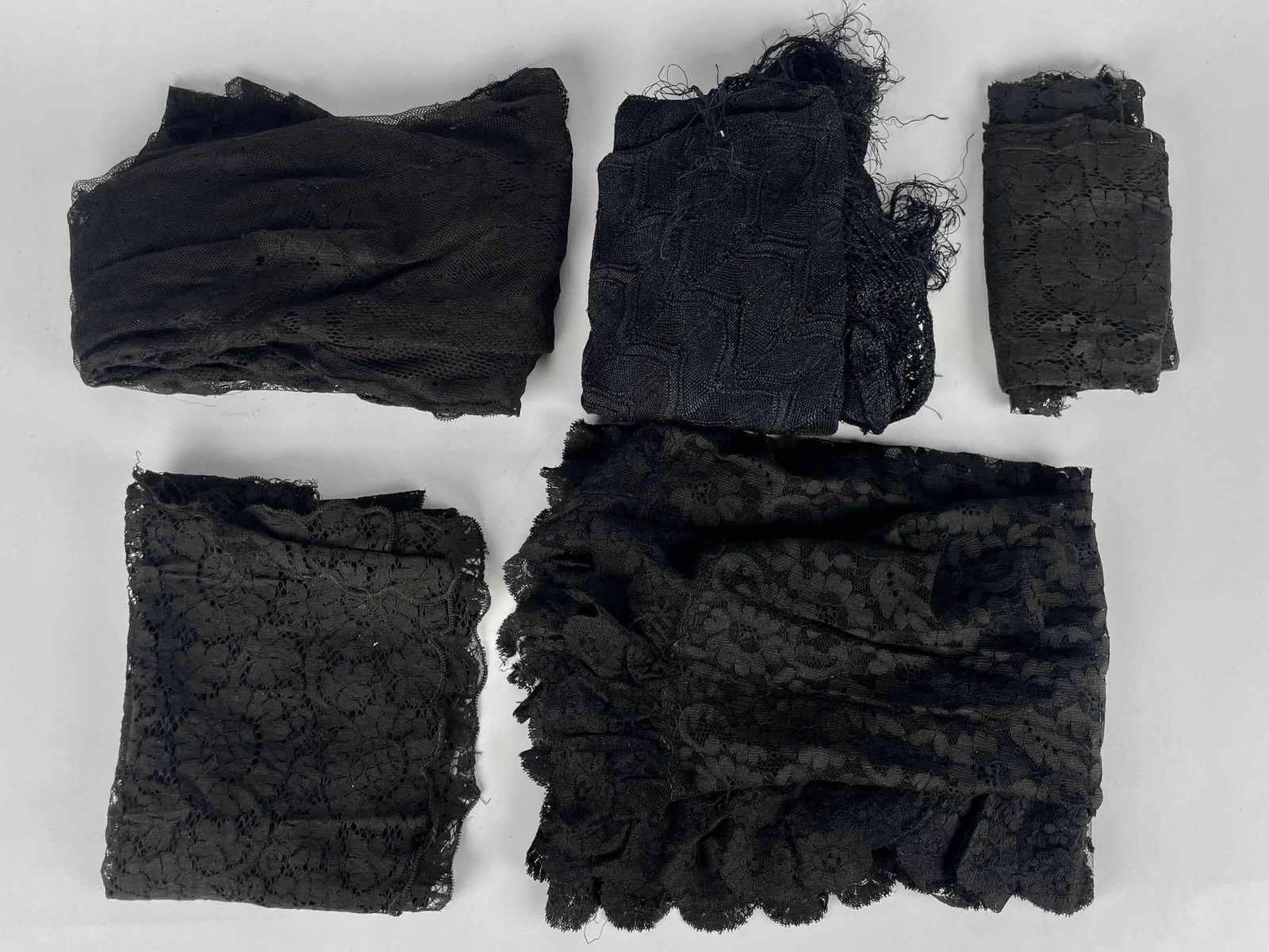 5 Pieces of Antique French Black Lace in Original Boxes (Chantilly Shawl, Table Runner, and More) (1 of 11)