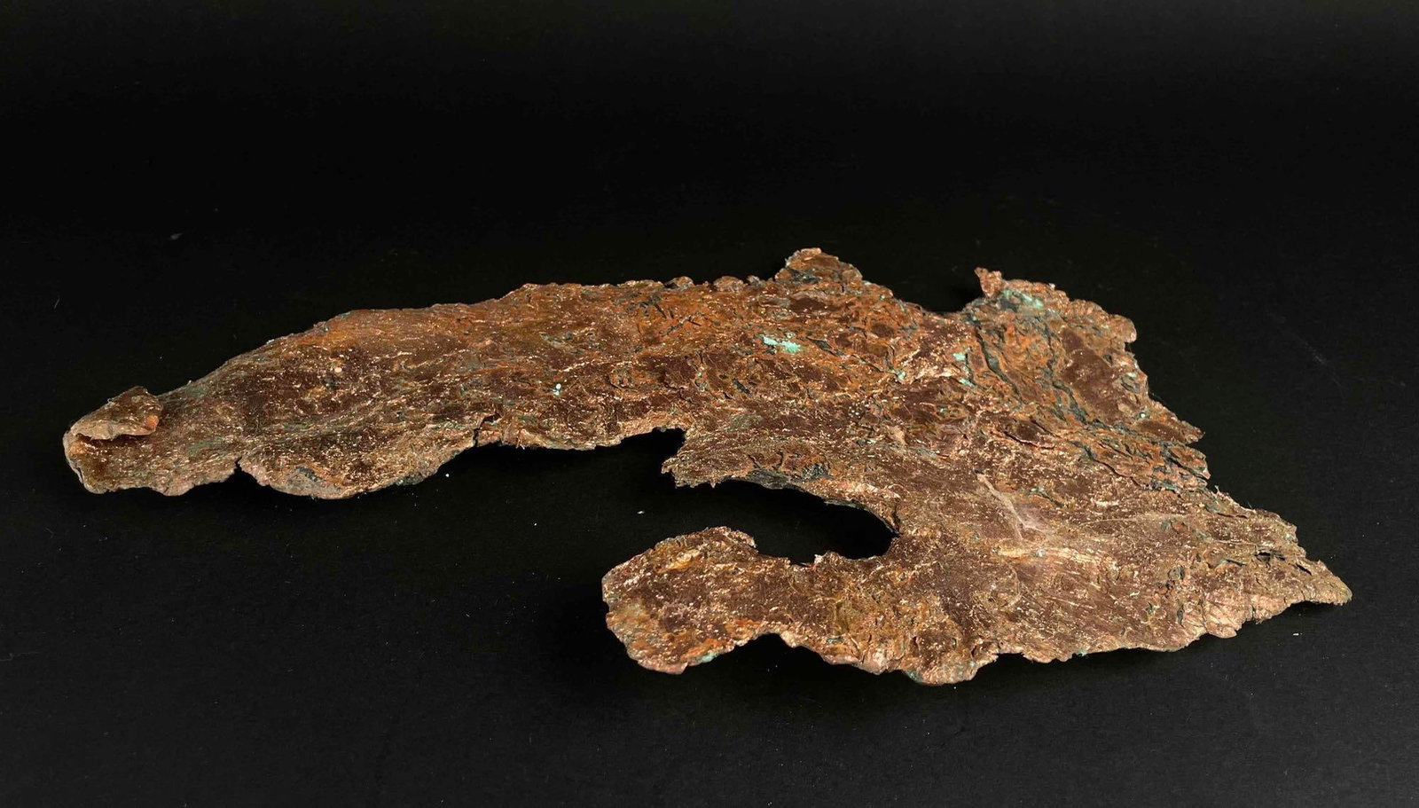 Large Copper Float: Large float of Copper. From the home of John Jacobs, a prominent collector in Michigan. In good condition with natural wear to the surface. Please see photos for additional details. Dimensions: 14"