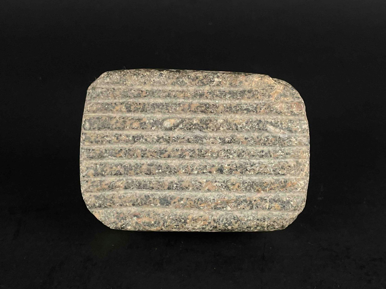 Early Oaxacan Stone Beater (Pre-Columbian, 200-0 BCE): Pre-Columbian, Mexico, Oaxaca, ca. 2000 to 0 BCE. Stone beater, used for processing maize and maguey (a type of agave). It has an elongated, flat body with one side incised with long, vertical depress