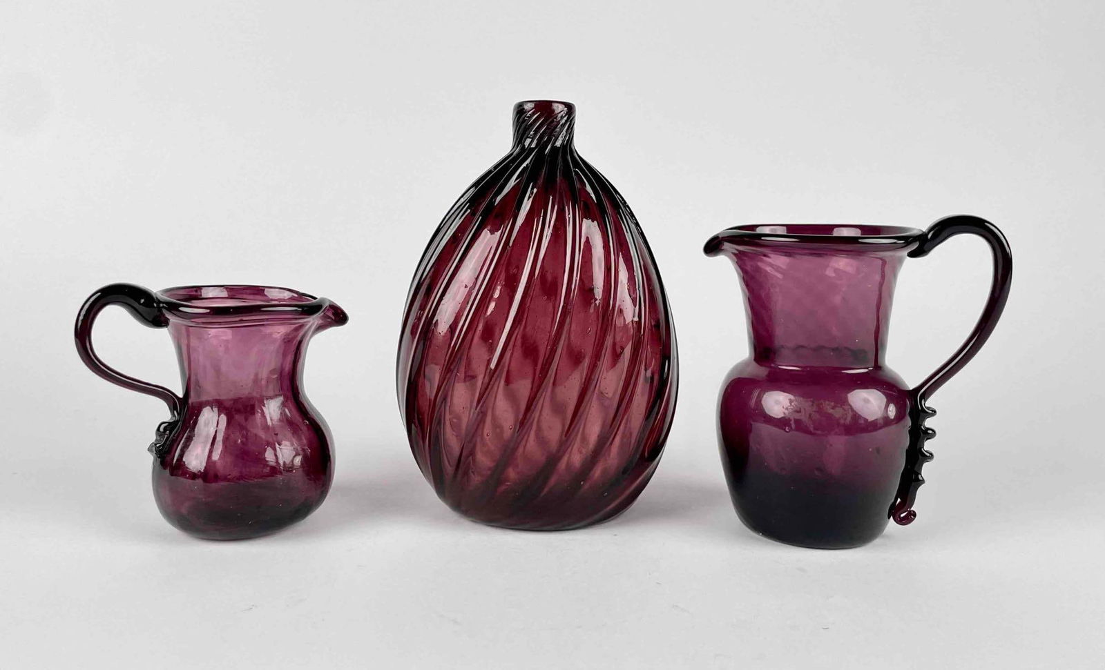 Three Pieces Steigel Type Molded Amethyst Glass (1 of 12)