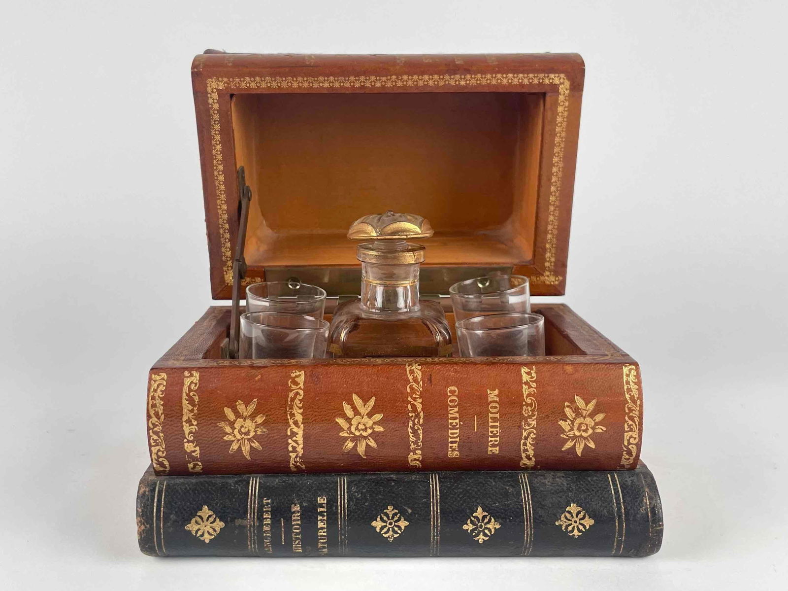 French Leather Hidden Books Tantalus Set (1 of 12)