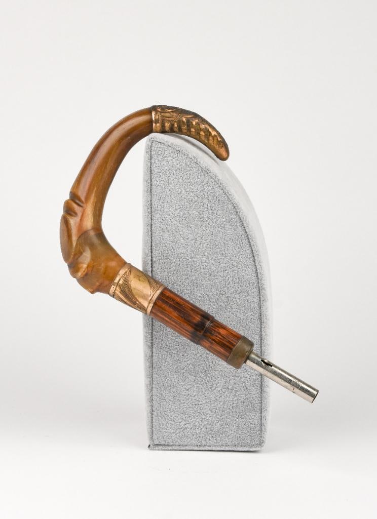 Antique Victorian Craved Horn Walking Stick Handle (1 of 12)