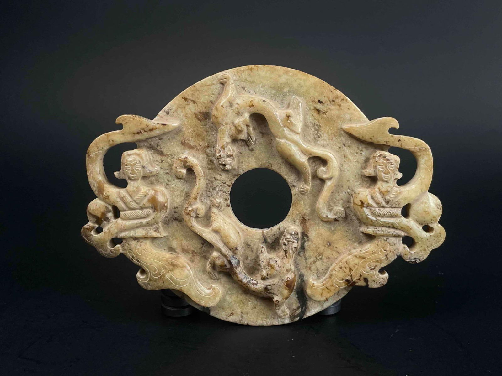 Chinese Carved Jade Bi with High Relief (1 of 12)