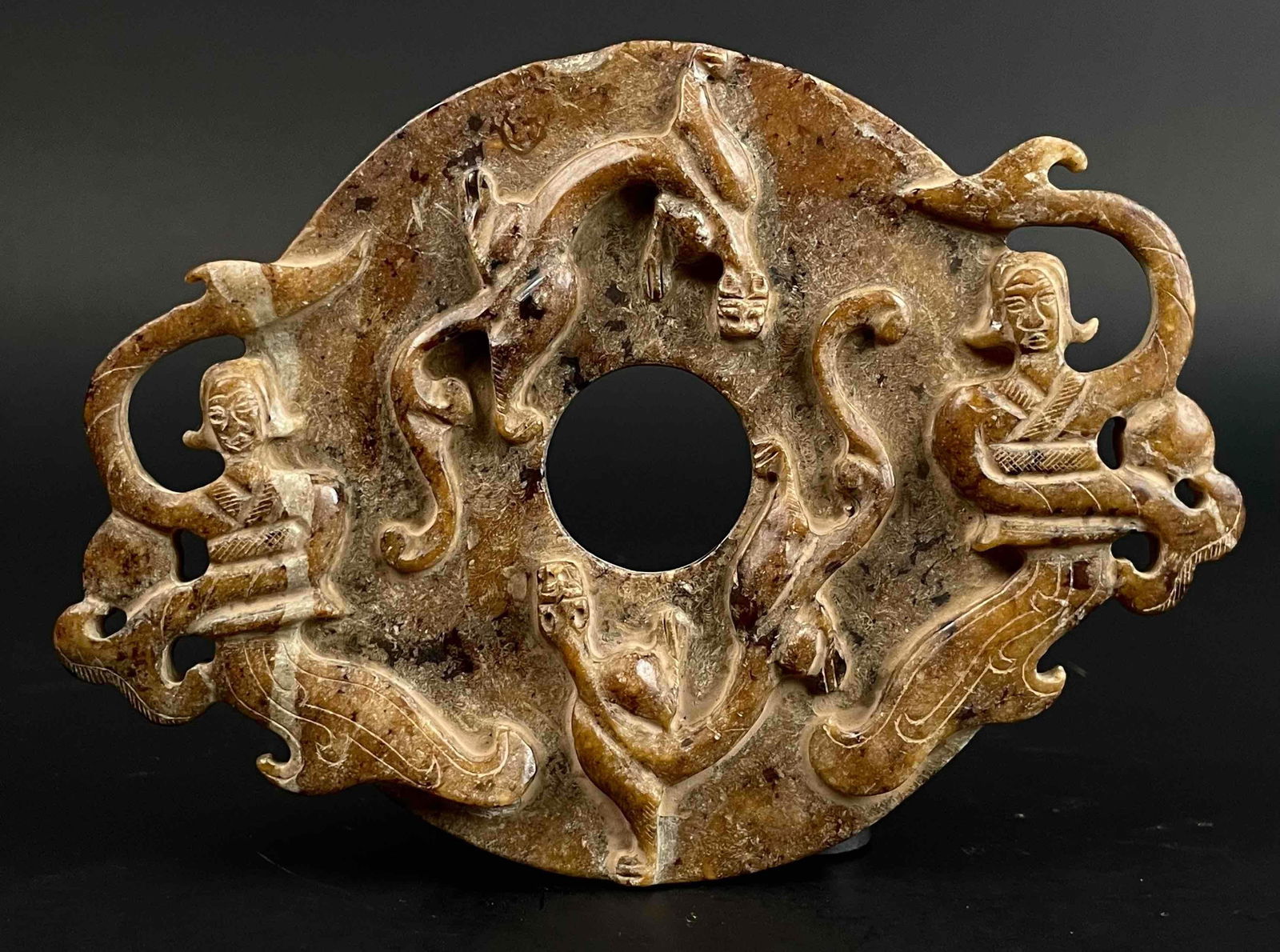 Chinese Carved Jade Bi Medallion with High Relief (1 of 10)