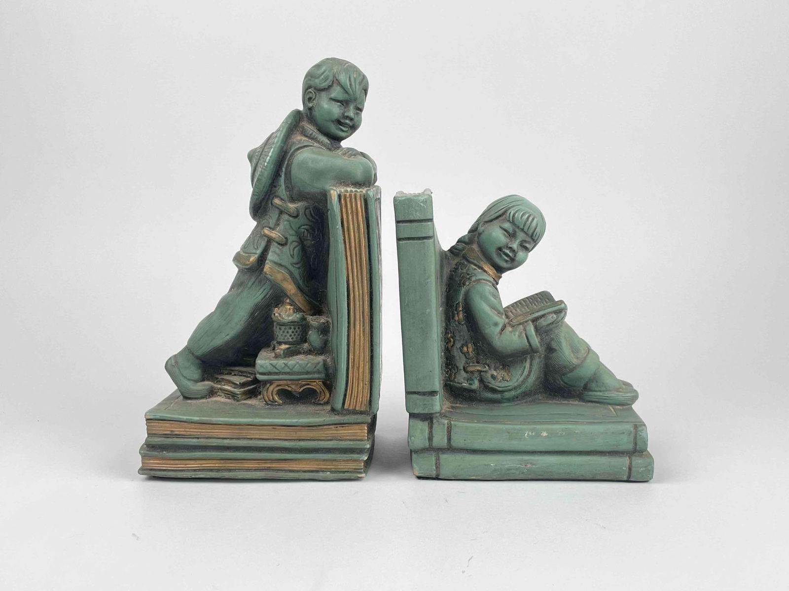 Pair of Chinese Boy and Girl Bookends (1 of 12)
