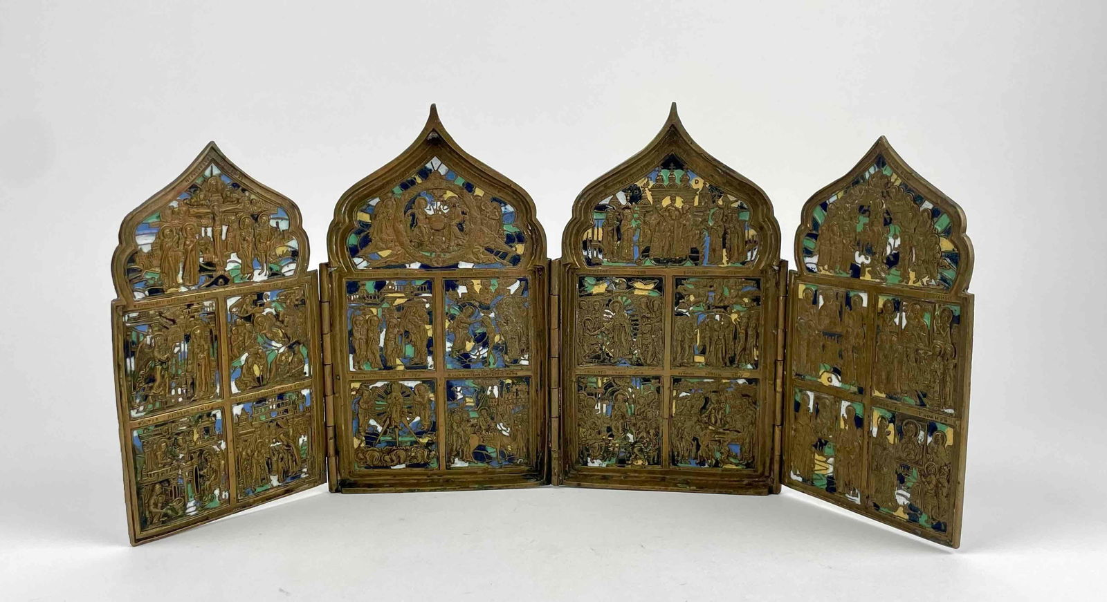 Antique Russian Orthodox Tetraptych Folding Icon (1 of 10)